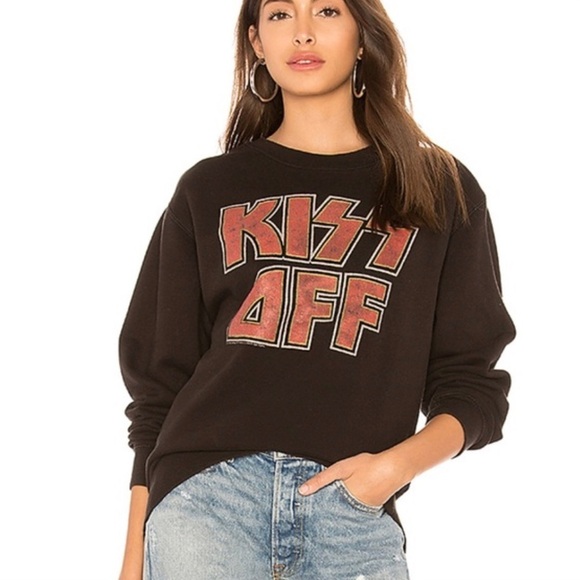 Junk Food Clothing Kiss Off sweatshirt Sweater Graphic black red size XS/S - Picture 1 of 6